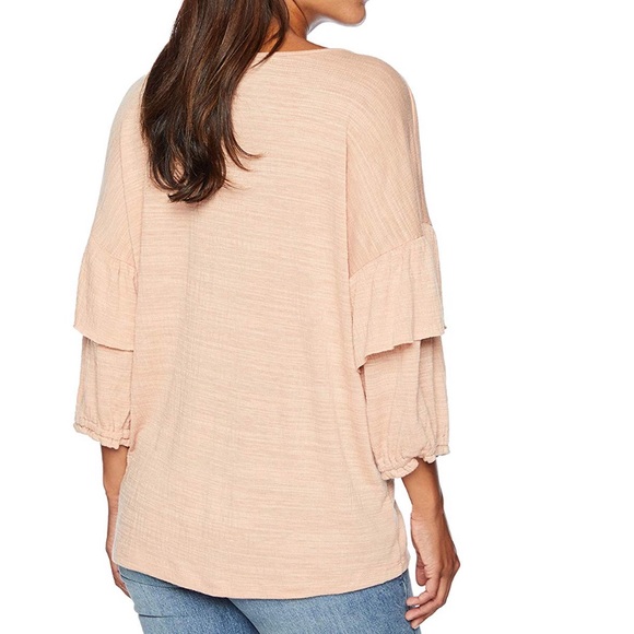 Democracy | Dusty Rose Elbow Ruffle Blouse S - Picture 2 of 5